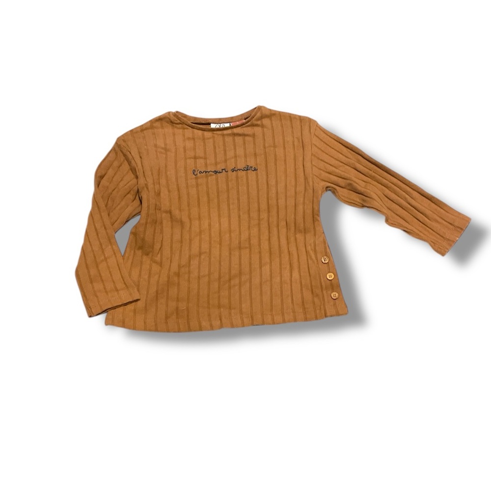Zara Baby Ribbed Long Sleeve Top Sincere Love Graphic 18-24 Months a28 - Picture 3 of 4